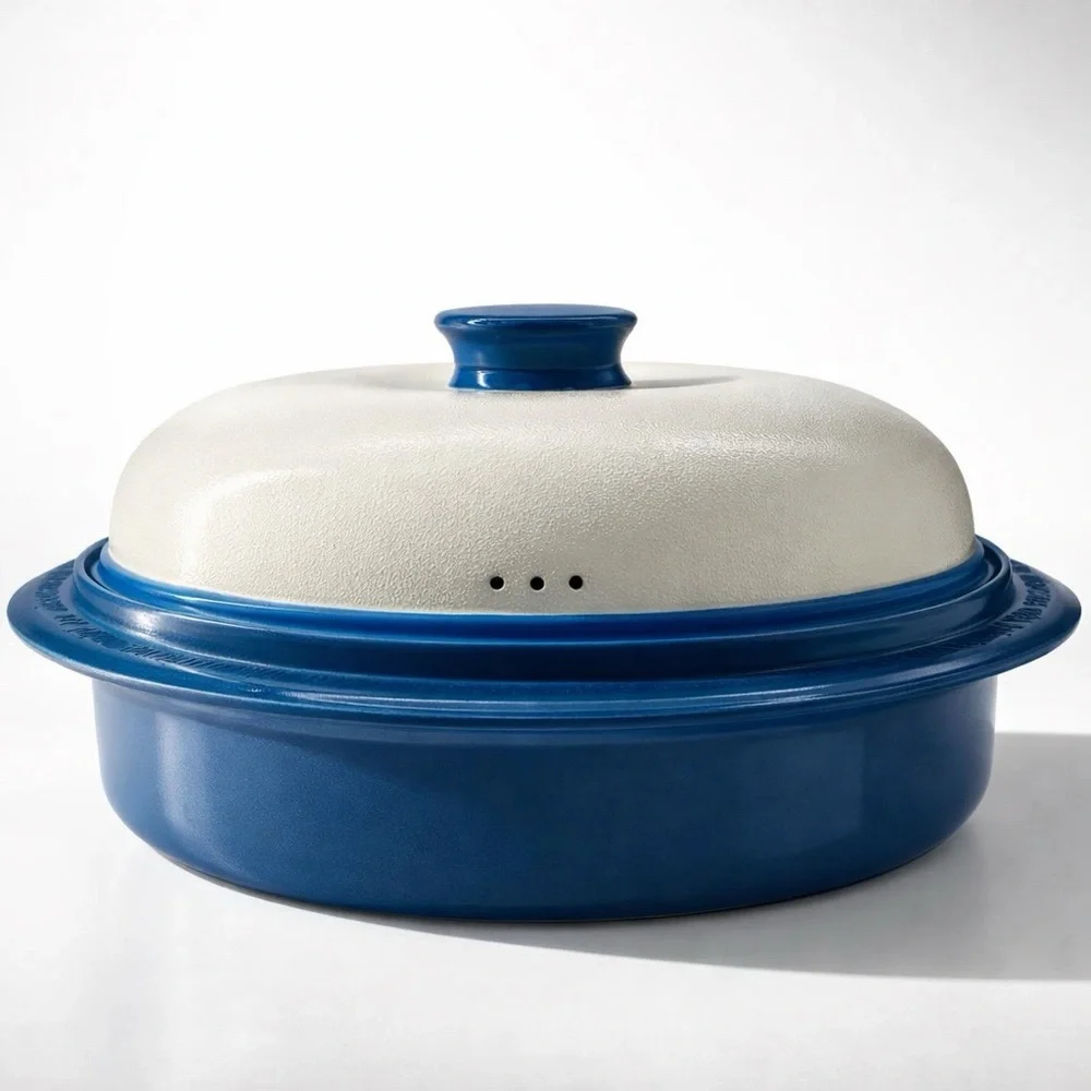 Range Mate Microwave Grill Cooker - Blue/White - Grills, Bakes, Steams & Sautés
